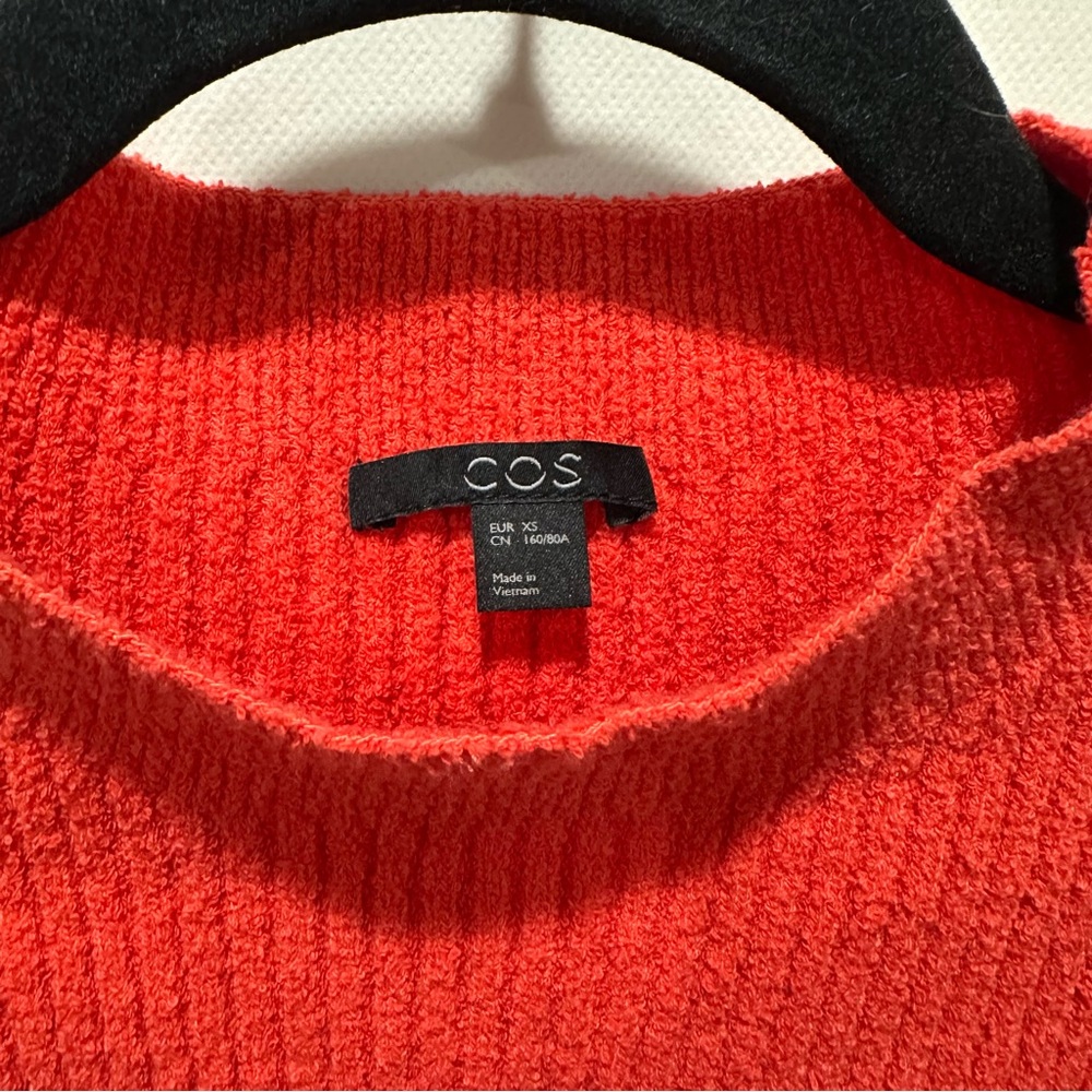 COS Orange Ribbed Knit Sweater – Soft Cotton Blend, XS - Picture 7 of 8